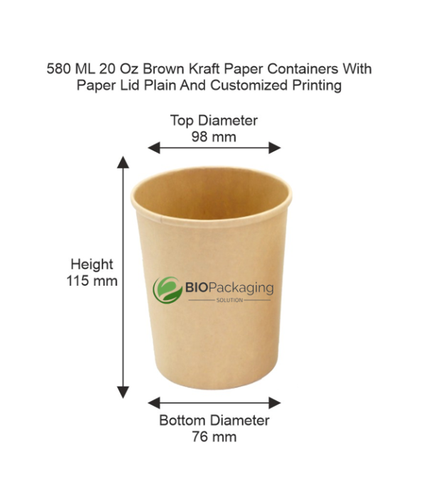 580ml Brown Paper Kraft Containers manufacturing price