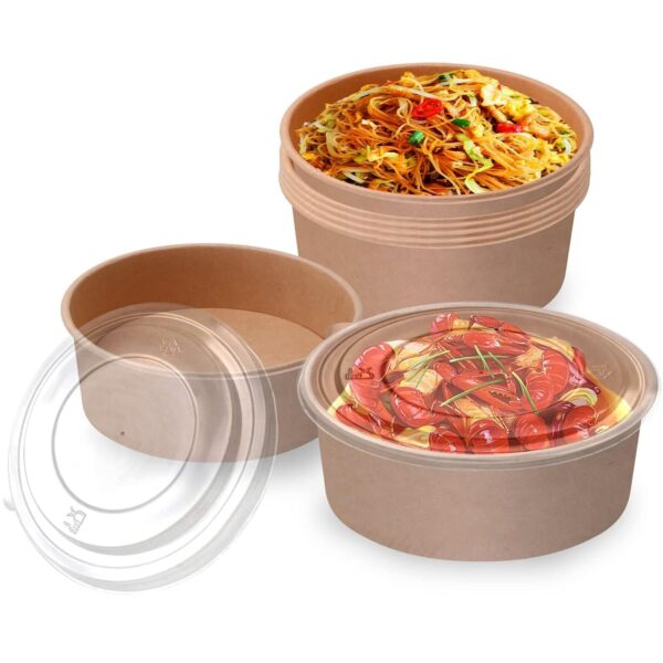 500ml Kraft Paper Food Container with PET Lid Manufacturers
